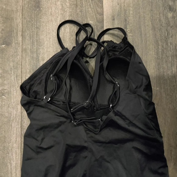 *NWOT* Coastal Blue Halter Wrap Tummy Control Black One Piece - Picture 4 of 6